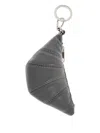 Lemaire Croissant Quilted Zipped Keyring In Gray