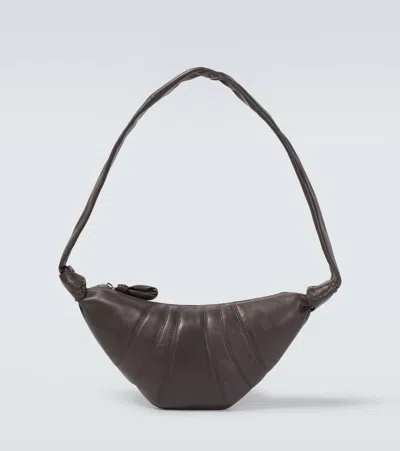 Lemaire Croissant Small Leather Shoulder Bag In Brown