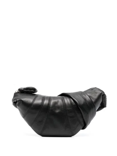 Lemaire Croissant Small Leather Shoulder Bag In Black