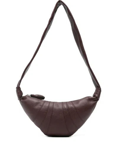 Lemaire Croissant Small Leather Shoulder Bag In Brown