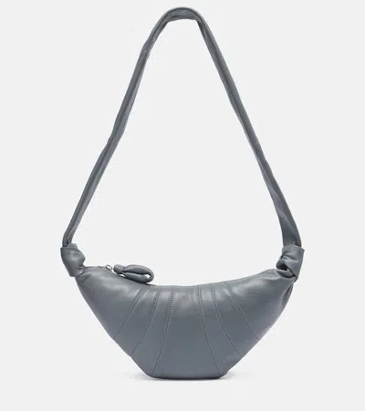 Lemaire Croissant Small Leather Shoulder Bag In Gray