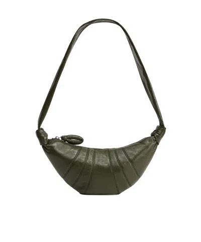 Lemaire Croissant Small Smooth Leather Bag In Green