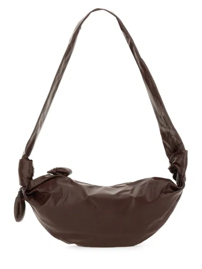 Lemaire Small Soft Curved Shoulder Bag With Knotted Strap In Brown
