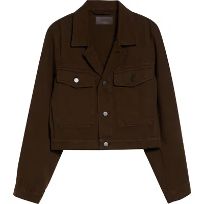 Lemaire Crop Heavy Cotton Twill Jacket In Brown