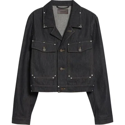 Lemaire Cropped Denim Jacket Chest Pockets Hardware In Black