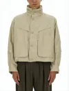 Lemaire Cropped Bomber Jacket With High Stand Collar In Neutral