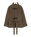 Lemaire Cropped Duffle Coat Jacket In Brown