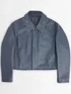 Lemaire Boxy Cropped Jacket In Blue