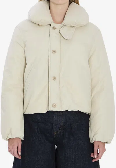 Lemaire Cropped Puffer Jacket In Gray