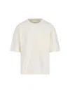 Lemaire T-shirt With Round Neck And Short Sleeves In Cream
