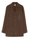 Lemaire Cuban-collar Patch-pocket Shirt In Brown