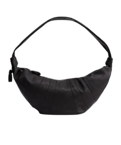 Lemaire Curved-edge Leather Shoulder Bag In Black