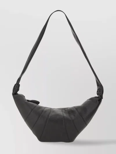 Lemaire Curved Knotted Strap Textured Cross-body Bag In Black