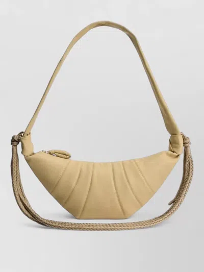 Lemaire Curved Shoulder Bag Knotted Rope Strap In Neutral