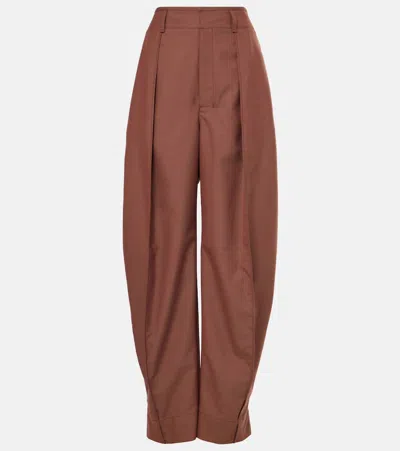 Lemaire Curved Volume Wide-leg Pants In Brown