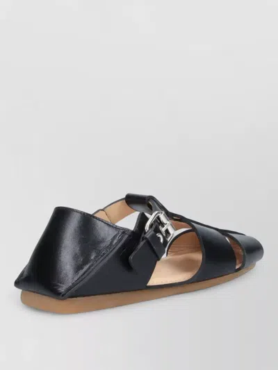 Lemaire Cut Out Sandals Flat Sole Open Toe In Black