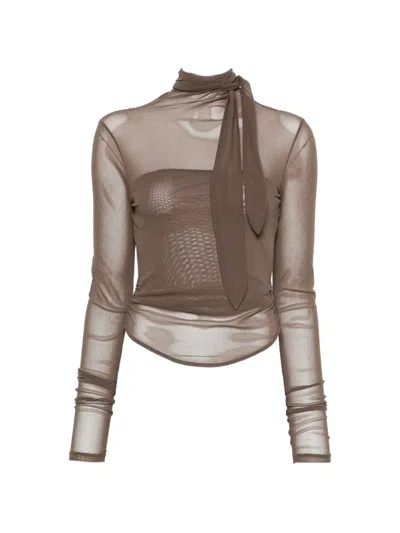 Lemaire Cut-out Pussy-bow Top In Green