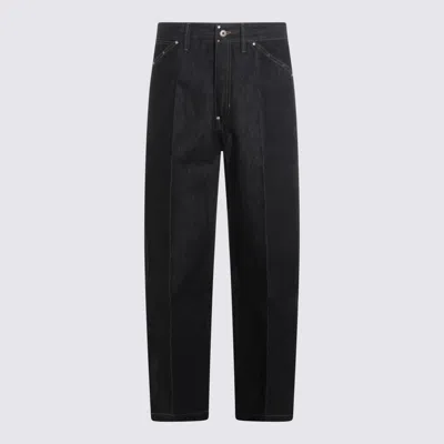 Lemaire Dark Blue Denim Jeans In Black