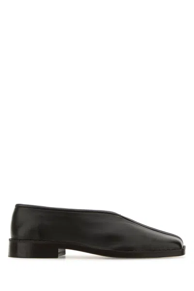 Lemaire Dark Brown Leather Flat Piped Slip Ons