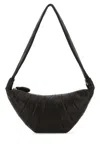Lemaire Dark Brown Leather Medium Croissant Crossbody Bag In Black