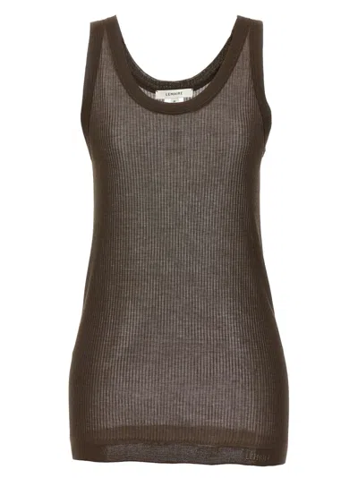 LEMAIRE DARK BROWN SEAMLESS RIB TANK TOP