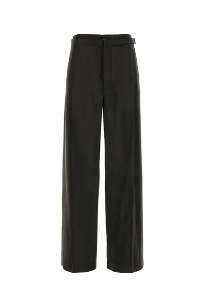 Lemaire Dark Brown Silk Blend Pant In Black