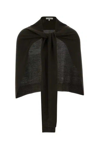 Lemaire Dark Brown Wool And Acrylic Cape In Black
