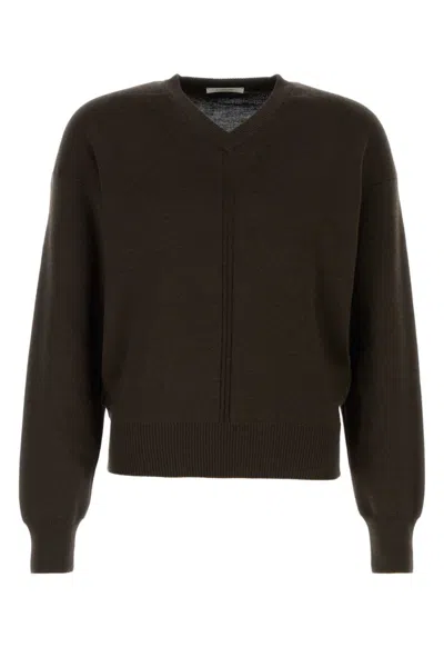 LEMAIRE DARK BROWN WOOL AND ACRYLIC SWEATER