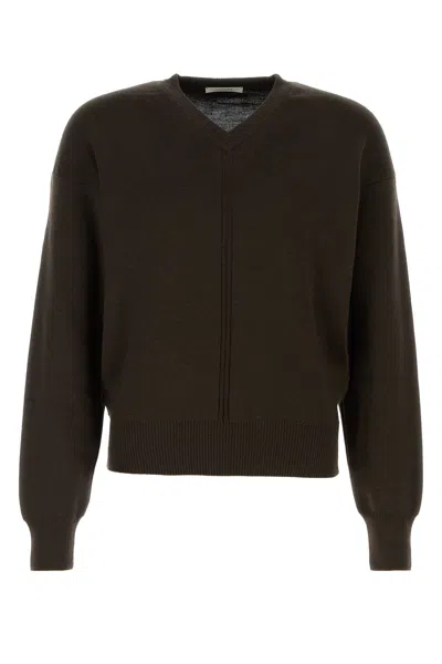 Lemaire Dark Brown Wool And Acrylic Sweater In Animal Print