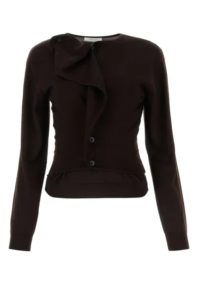 Lemaire Dark Brown Wool Blend Sweater In Pecan Brown