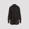 Lemaire Relaxed Fit Black Shirt With Classic Collar In Brown
