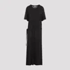 Lemaire Belted Cotton Maxi T-shirt Dress In Dark Grey