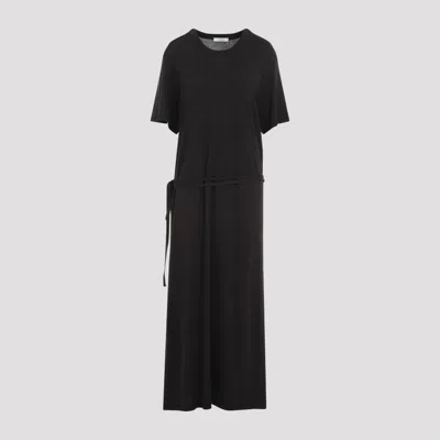 Lemaire Belted Rib Jersey T-shirt Dress In Bk998 Squid Ink