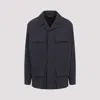 Lemaire Relaxed Fit Black Cotton Jacket With Classic Collar In Dark Grey