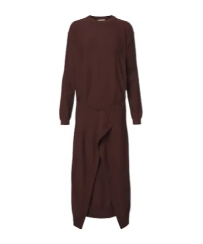 Lemaire Deconstructed Wool-blend Midi Dress In Red