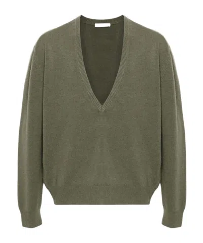 Lemaire Deep V-neck Jumper In Green