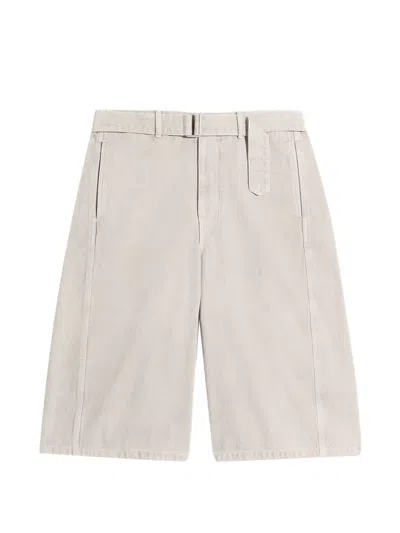 Lemaire Denim Short In Heavy Broken Twill Snow In Neutral