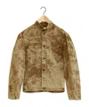 Lemaire Denim Coat With Curved Sleeves In Brown