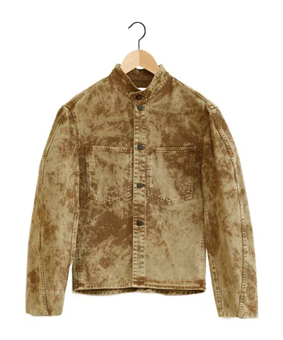 Lemaire Denim Coat With Curved Sleeves In Brown