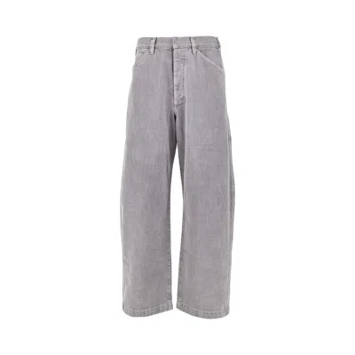 Lemaire Denim Oversized Workwear Pants In Gray