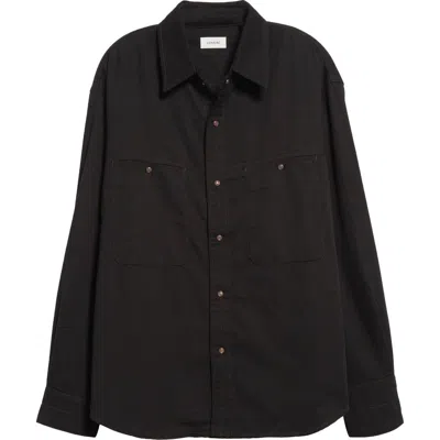Lemaire Denim Snap-up Shirt In Black Bk999