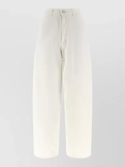 Lemaire Denim Trousers Belt Loops Side Pockets In White