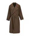 Lemaire Brown Double-breasted Trench Coat In Brown