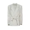 Lemaire Double-breasted Belted Tailored Blazer In Pale Mastic