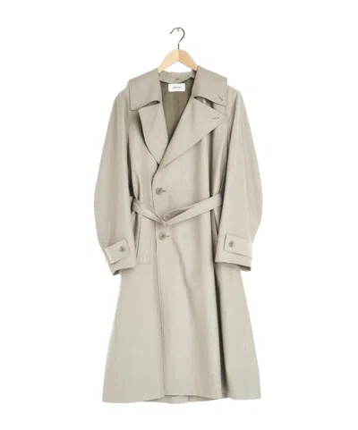 Lemaire Double-breasted Belted Trench Coat In Gray