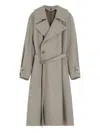Lemaire Double-breasted Belted Trench Coat In Gray