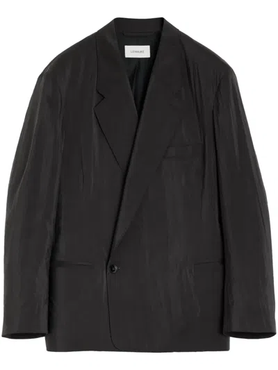 Lemaire Double-breasted Blazer In Brown
