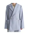 Lemaire Blue Double Breasted Tailored Blazer In Gray