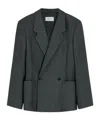 Lemaire Double-breasted Patch-pocket Blazer In Gray