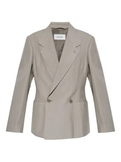 Lemaire Double-breasted Blazer In Gray